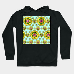 Sunflower and Cherry Blossom Mandala Print Hoodie